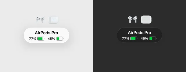 Light and dark Action HUD appearances side by side