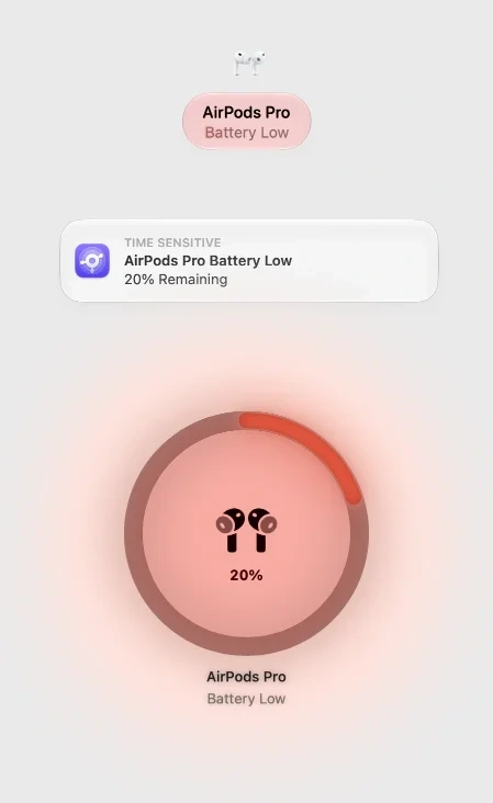Action HUD, circular, and standard notification Battery Alert styles